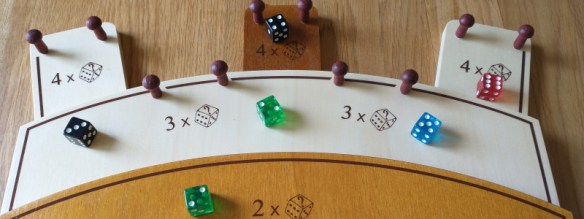 Sic dice ready to score in a game of Tumblin' Dice